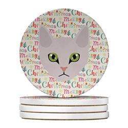 WDK2314RCS4 4 x 4 in. Unisex Burmilla Cat Christmas Large Sandstone Coasters - Pack of 4
