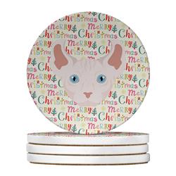 WDK2330RCS4 4 x 4 in. Unisex Dwelf Cat Christmas Large Sandstone Coasters - Pack of 4