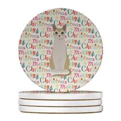 4 x 4 in. Unisex Singapura No.2 Cat Christmas Large Sandstone Coasters - Pack of 4