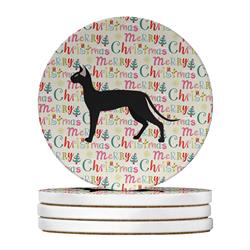 WDK2596RCS4 4 x 4 in. Unisex Oriental Shorthair No.1 Cat Christmas Large Sandstone Coasters - Pack of 4