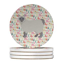 WDK2598RCS4 4 x 4 in. Unisex Owyhee Bob No.1 Cat Christmas Large Sandstone Coasters - Pack of 4
