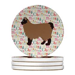 WDK2599RCS4 4 x 4 in. Unisex Owyhee Bob No.2 Cat Christmas Large Sandstone Coasters - Pack of 4