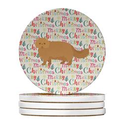 WDK2601RCS4 4 x 4 in. Unisex Persian Style Modern Cat Christmas Large Sandstone Coasters - Pack of 4