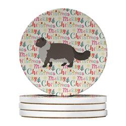 4 x 4 in. Unisex Persian Modern No.2 Cat Christmas Large Sandstone Coasters - Pack of 4