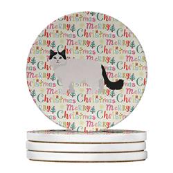 WDK2613RCS4 4 x 4 in. Unisex Ragamuffin No.1 Cat Christmas Large Sandstone Coasters - Pack of 4