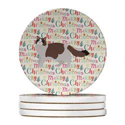 WDK2617RCS4 4 x 4 in. Unisex Ragdoll No.3 Cat Christmas Large Sandstone Coasters - Pack of 4