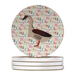 WDK2741RCS4 4 x 4 in. Unisex Chinese Goose Christmas Large Sandstone Coasters - Pack of 4