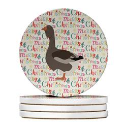 WDK2742RCS4 4 x 4 in. Unisex Toulouse Goose Christmas Large Sandstone Coasters - Pack of 4