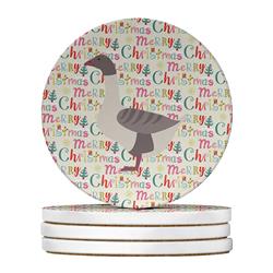 4 x 4 in. Unisex Buff Grey Back Goose Christmas Large Sandstone Coasters - Pack of 4