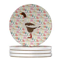 WDK2748RCS4 4 x 4 in. Unisex Pomeranian Rogener Goose Christmas Large Sandstone Coasters - Pack of 4