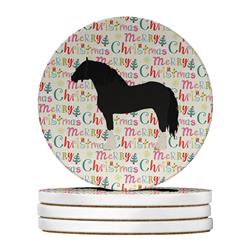 WDK2749RCS4 4 x 4 in. Unisex Pomeranian Rogener Goose Christmas Large Sandstone Coasters - Pack of 4