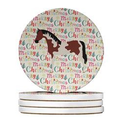 WDK2752RCS4 4 x 4 in. Unisex Pinto Horse Christmas Large Sandstone Coasters - Pack of 4
