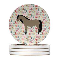WDK2755RCS4 4 x 4 in. Unisex Welsh Pony Horse Christmas Large Sandstone Coasters - Pack of 4