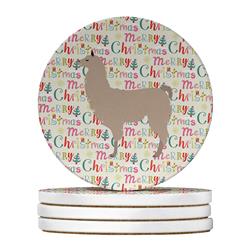 WDK2761RCS4 4 x 4 in. Unisex Llama Christmas Large Sandstone Coasters - Pack of 4