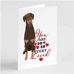 5 x 7 in. Unisex Doberman Pinscher Red & Rust Natural Ears No.2 So Loved Greeting Cards & Envelopes - Pack of 8