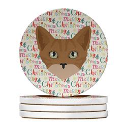WDK2303RCS4 4 x 4 in. Unisex Australian Mist Cat Christmas Large Sandstone Coasters - Pack of 4