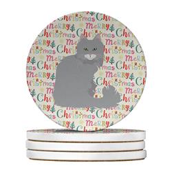 4 x 4 in. Unisex Norwegian Forest Cat Christmas Large Sandstone Coasters - Pack of 4