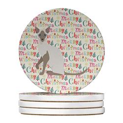 4 x 4 in. Unisex Siamese Modern Cat Christmas Large Sandstone Coasters - Pack of 4