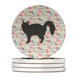 WDK2586RCS4 4 x 4 in. Unisex Nebelung No.3 Cat Christmas Large Sandstone Coasters - Pack of 4