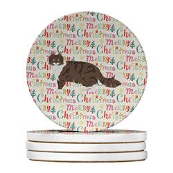4 x 4 in. Unisex Norwegian Forest Cat Christmas Large Sandstone Coasters - Pack of 4