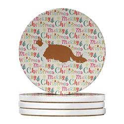 4 x 4 in. Unisex Norwegian Forest No.2 Cat Christmas Large Sandstone Coasters - Pack of 4