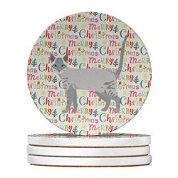 WDK2590RCS4 4 x 4 in. Unisex Ojos Azules Cat Christmas Large Sandstone Coasters - Pack of 4