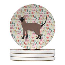 WDK2593RCS4 4 x 4 in. Unisex Oriental Bicolor Cat Christmas Large Sandstone Coasters - Pack of 4