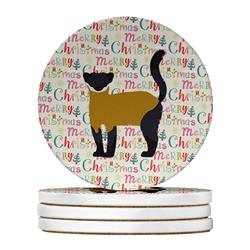 WDK2719RCS4 4 x 4 in. Unisex Yellow-Throated Marten Christmas Large Sandstone Coasters - Pack of 4