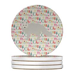 4 x 4 in. Unisex White Arctic Fox Christmas Large Sandstone Coasters - Pack of 4
