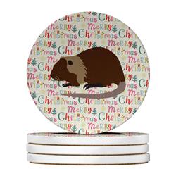 WDK2724RCS4 4 x 4 in. Unisex Coypu Nutria River Rat Christmas Large Sandstone Coasters - Pack of 4