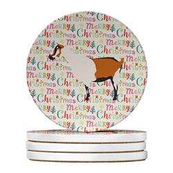 WDK2725RCS4 4 x 4 in. Unisex Alpine Goat Christmas Large Sandstone Coasters - Pack of 4