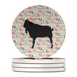 WDK2727RCS4 4 x 4 in. Unisex Verata Goat Christmas Large Sandstone Coasters - Pack of 4