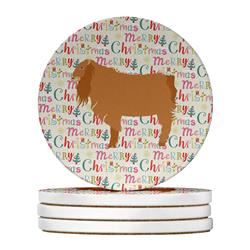 WDK2730RCS4 4 x 4 in. Unisex American Lamancha Goat Christmas Large Sandstone Coasters - Pack of 4