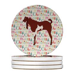 WDK2735RCS4 4 x 4 in. Unisex Jamnapari Goat Christmas Large Sandstone Coasters - Pack of 4