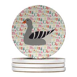 WDK2738RCS4 4 x 4 in. Unisex Pilgrim Goose Christmas Large Sandstone Coasters - Pack of 4