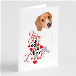5 x 7 in. Unisex Beagle Red & White Red Ticked No.3 So Loved Greeting Cards & Envelopes - Pack of 8