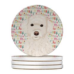 WDK2122RCS4 4 x 4 in. Unisex Doodle Cream No.2 Christmas Large Sandstone Coasters - Pack of 4