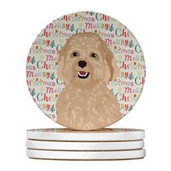 WDK2127RCS4 4 x 4 in. Unisex Doodle Fawn No.1 Christmas Large Sandstone Coasters - Pack of 4