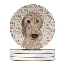 WDK2130RCS4 4 x 4 in. Unisex Doodle Fawn No.4 Christmas Large Sandstone Coasters - Pack of 4