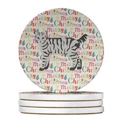 4 x 4 in. Unisex Highlander Lynx No.2 Cat Christmas Large Sandstone Coasters - Pack of 4