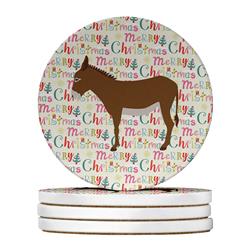 WDK2694RCS4 4 x 4 in. Unisex Cotentin Donkey Christmas Large Sandstone Coasters - Pack of 4