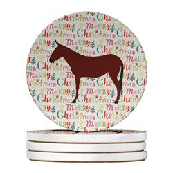 WDK2695RCS4 4 x 4 in. Unisex Hinny Horse Donkey Christmas Large Sandstone Coasters - Pack of 4