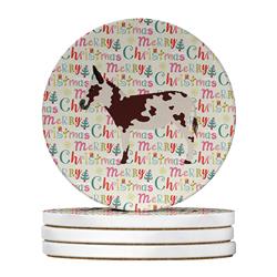 WDK2696RCS4 4 x 4 in. Unisex American Spotted Donkey Christmas Large Sandstone Coasters - Pack of 4