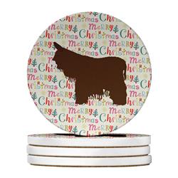 4 x 4 in. Unisex Poitou Poiteuin Donkey Christmas Large Sandstone Coasters - Pack of 4