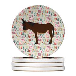 WDK2698RCS4 4 x 4 in. Unisex Zamorano-Leones Donkey Christmas Large Sandstone Coasters - Pack of 4