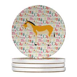 WDK2699RCS4 4 x 4 in. Unisex Turkmenian Kulan Donkey Christmas Large Sandstone Coasters - Pack of 4