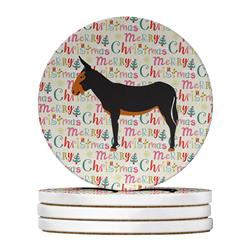 WDK2700RCS4 4 x 4 in. Unisex Catalan Donkey Christmas Large Sandstone Coasters - Pack of 4