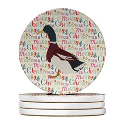 WDK2701RCS4 4 x 4 in. Unisex Rouen Duck Christmas Large Sandstone Coasters - Pack of 4