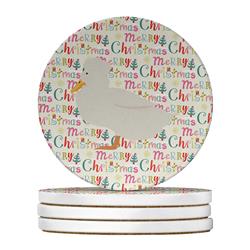 WDK2702RCS4 4 x 4 in. Unisex Crested Duck Christmas Large Sandstone Coasters - Pack of 4