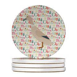 WDK2703RCS4 4 x 4 in. Unisex West Harlequin Duck Christmas Large Sandstone Coasters - Pack of 4